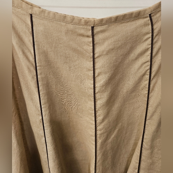 Vintage - Linen Willi Smith Tan Full Skirt - Size 12 - Picture 2 of 6
